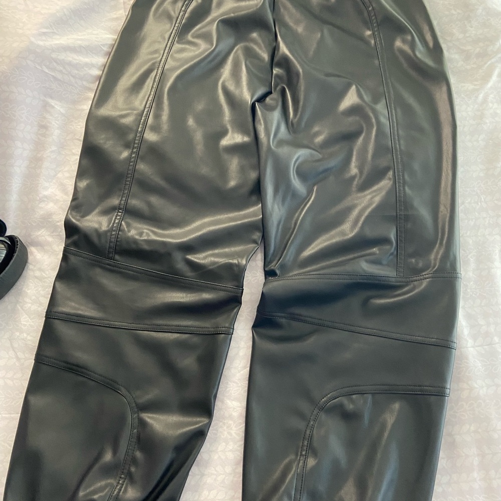 Faux  leather black joggers